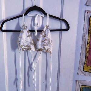 White Gold Floral Crop Top